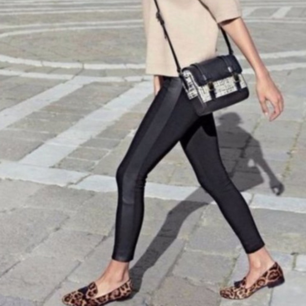 J. Crew Pixie Pant with Leather Tuxedo Stripes
